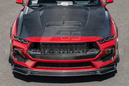 2024+ Ford Mustang DRY CARBON FIBER Front Upper Grille W/ GT Mesh Cover image 3