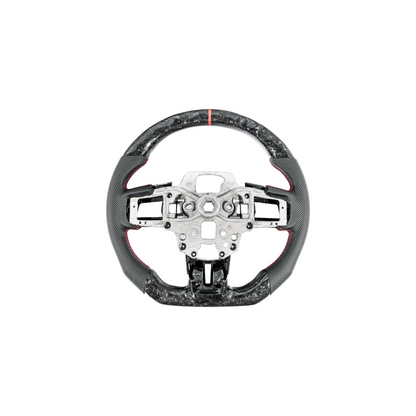 2018-23 Ford Mustang Forged Carbon Fiber Perforated Leather Steering Wheel | Red Stripe image 6