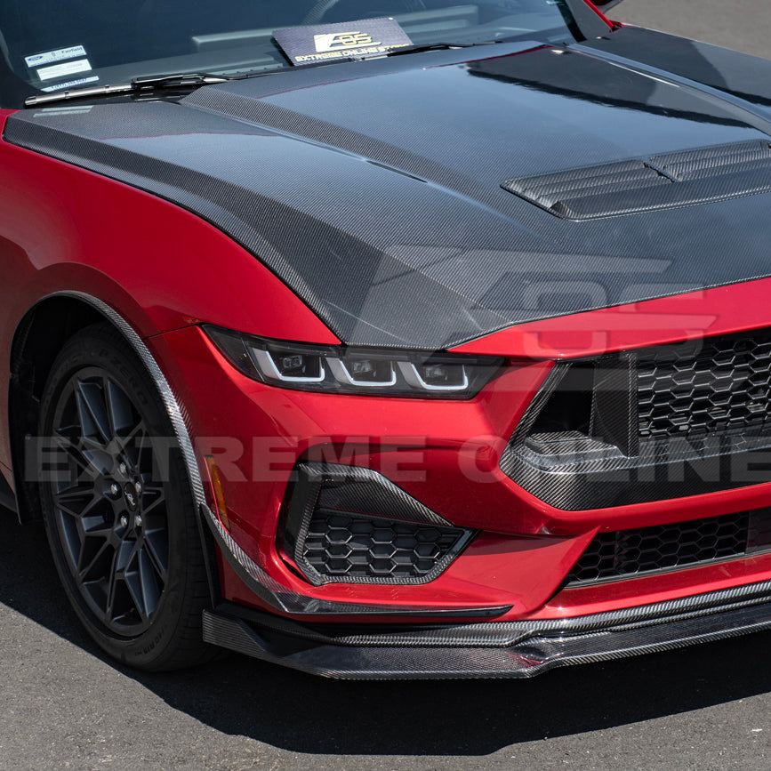 2024+ Ford Mustang GT DRY CARBON FIBER Front Splitter Canards image 14