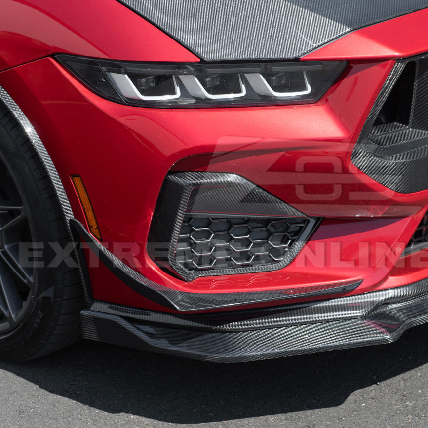 2024+ Ford Mustang GT DRY CARBON FIBER Front Splitter Canards image 15