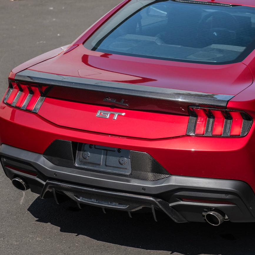 2024+ Ford Mustang Rear DRY CARBON FIBER Decklid Spoiler Panel image 2
