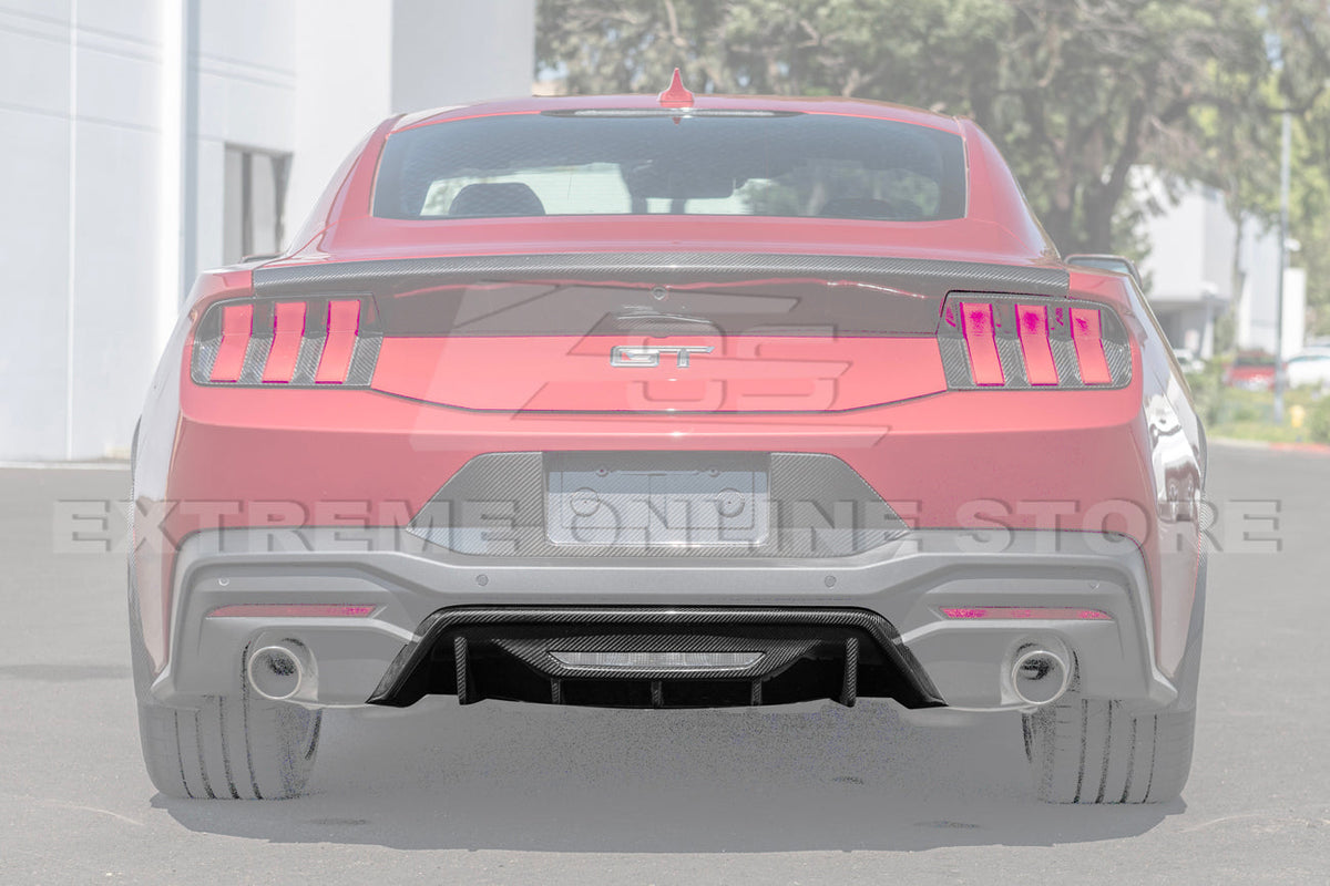 2024+ Ford Mustang Rear Finned Dry Carbon Fiber Bumper Diffuser image 8