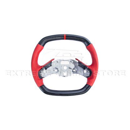 Corvette C8 CARBON FIBER Red Perforated Leather Stripe Steering Wheel image 3