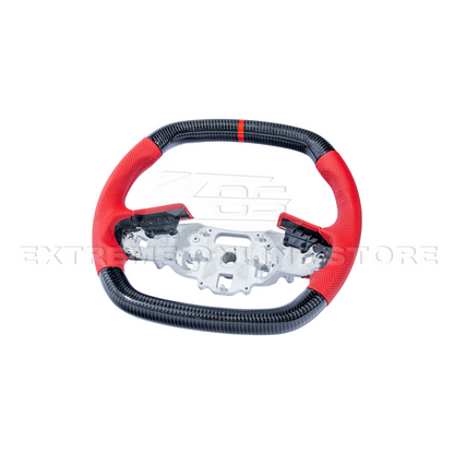 Corvette C8 CARBON FIBER Red Perforated Leather Stripe Steering Wheel image 4