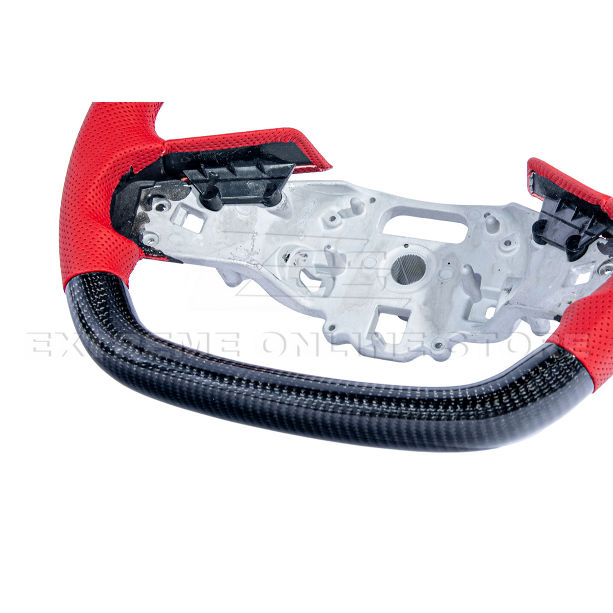 Corvette C8 CARBON FIBER Red Perforated Leather Stripe Steering Wheel image 10