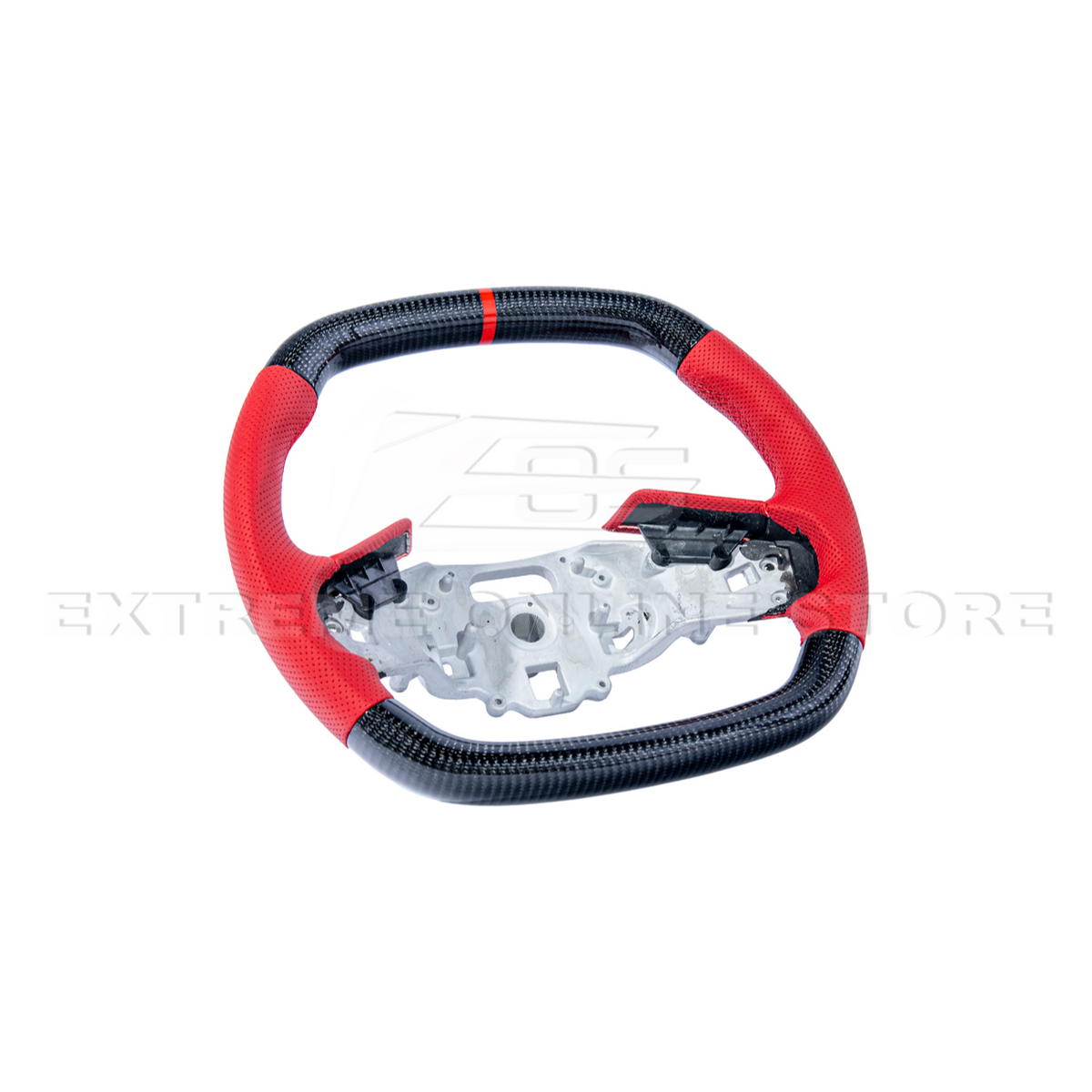 Corvette C8 CARBON FIBER Red Perforated Leather Stripe Steering Wheel image 5