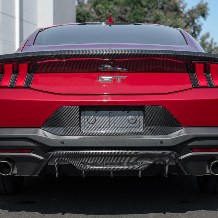 2024+ Ford Mustang DRY CARBON FIBER License Plate Backing image 2