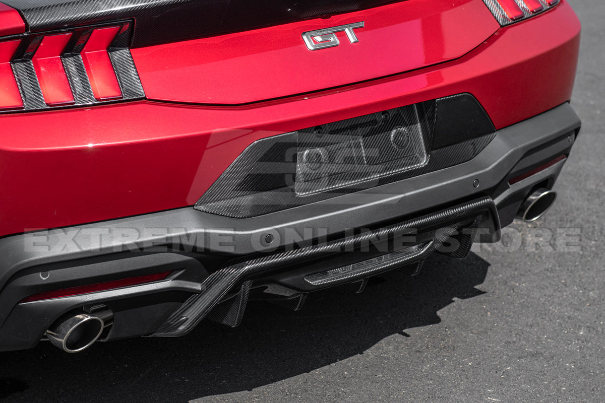 2024+ Ford Mustang Rear Finned Dry Carbon Fiber Bumper Diffuser image 6