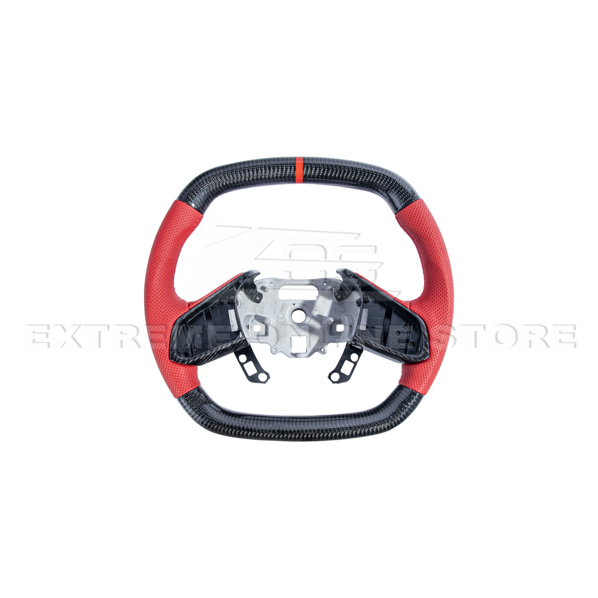 Corvette C8 CARBON FIBER Red Perforated Leather Stripe Steering Wheel image 12