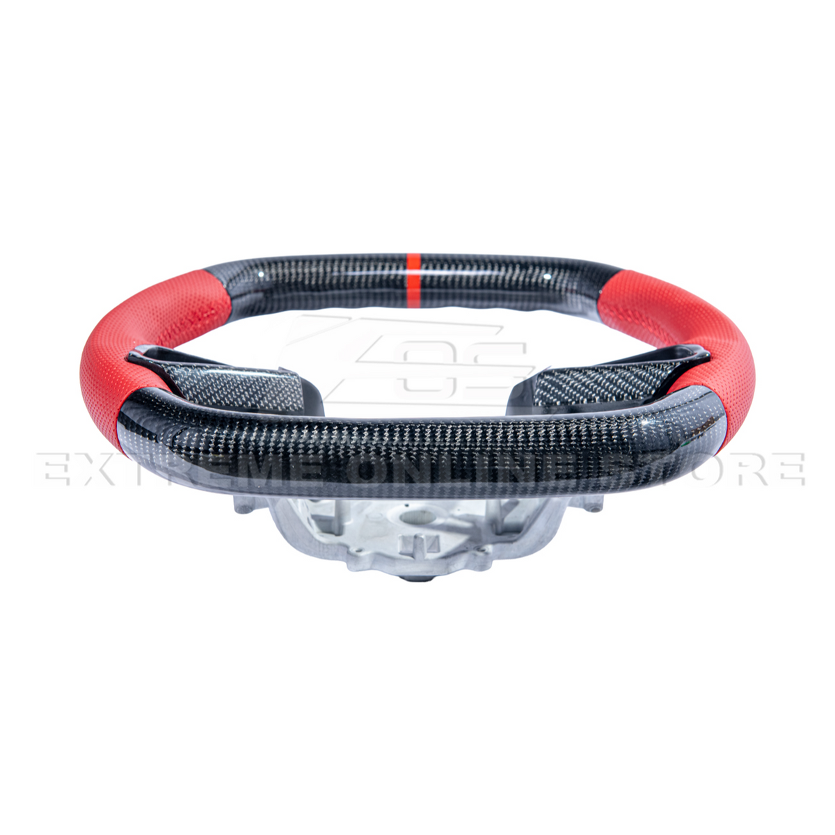 Corvette C8 CARBON FIBER Red Perforated Leather Stripe Steering Wheel image 15