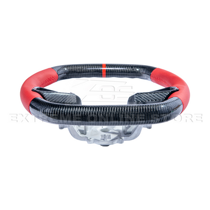 Corvette C8 CARBON FIBER Red Perforated Leather Stripe Steering Wheel image 15