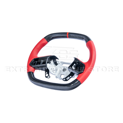 Corvette C8 CARBON FIBER Red Perforated Leather Stripe Steering Wheel image 13