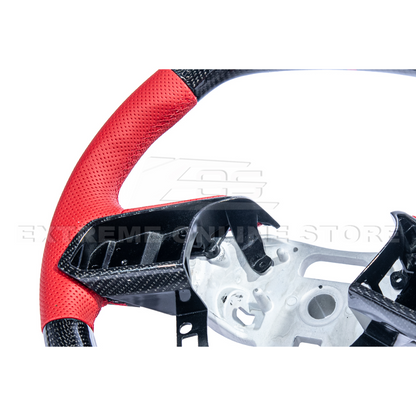 Corvette C8 CARBON FIBER Red Perforated Leather Stripe Steering Wheel image 18