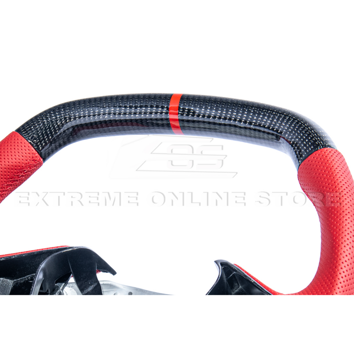 Corvette C8 CARBON FIBER Red Perforated Leather Stripe Steering Wheel image 19