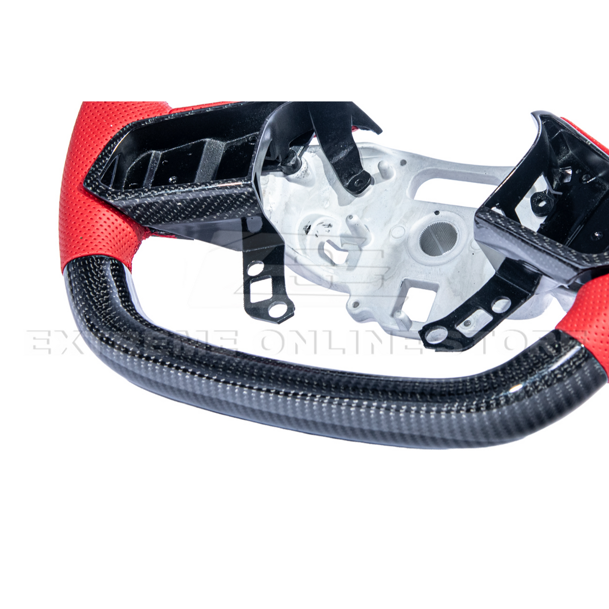 Corvette C8 CARBON FIBER Red Perforated Leather Stripe Steering Wheel image 20