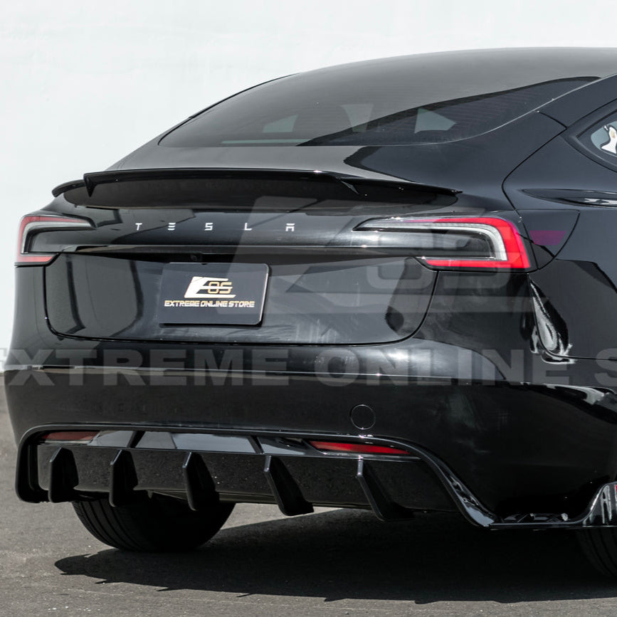 2024-Up Tesla Model 3 Performance Style Rear Bumper Diffuser Lip image 4