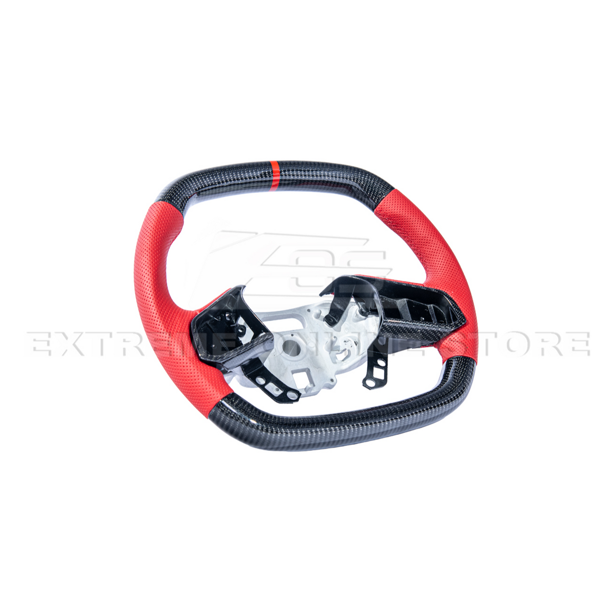 Corvette C8 CARBON FIBER Red Perforated Leather Stripe Steering Wheel image 14