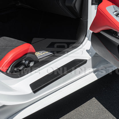 Corvette C8 DRY CARBON FIBER Side Door Sill Plate Strip Covers image 4