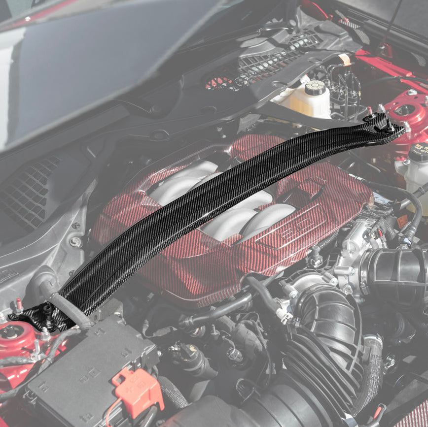 2024-Up Ford Mustang S650 Dark Horse Dry Carbon Fiber Engine Strut Brace Tower Bar image 1