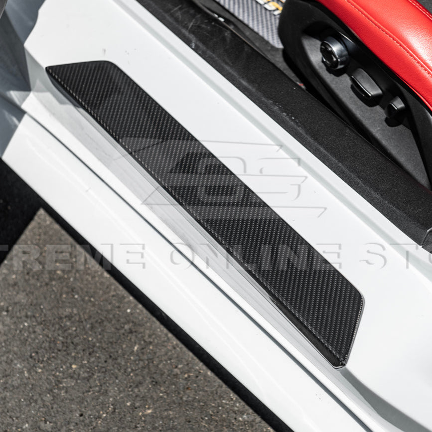 Corvette C8 DRY CARBON FIBER Side Door Sill Plate Strip Covers image 5