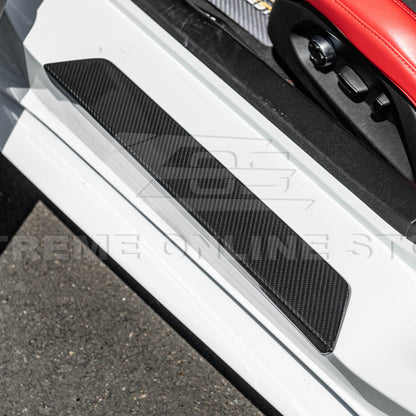 Corvette C8 DRY CARBON FIBER Side Door Sill Plate Strip Covers image 5