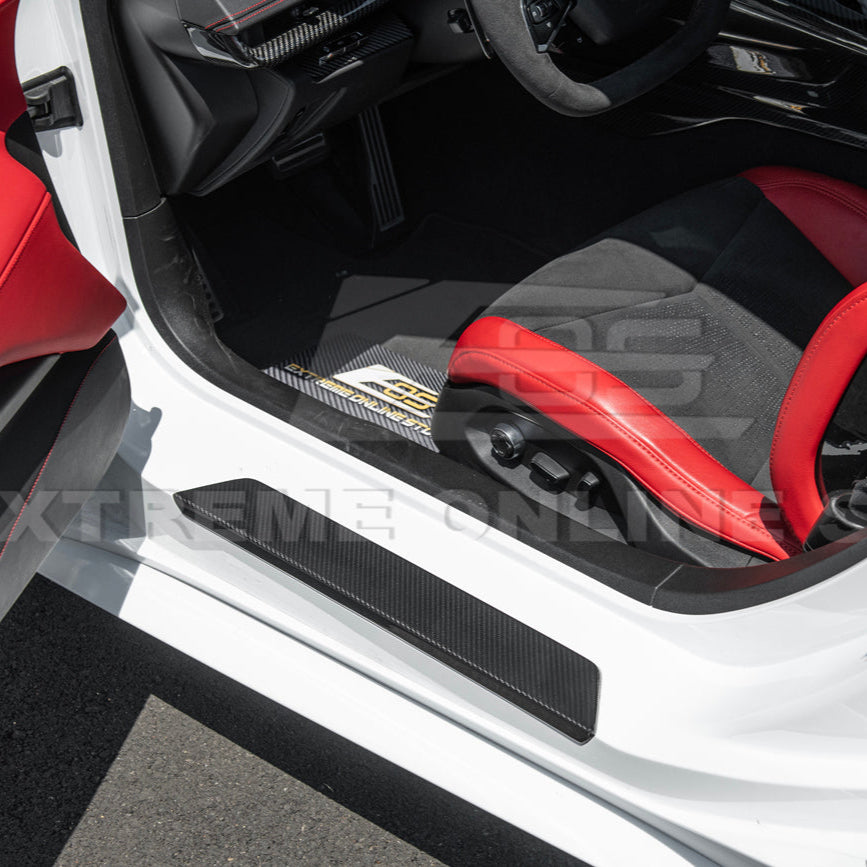 Corvette C8 DRY CARBON FIBER Side Door Sill Plate Strip Covers image 6