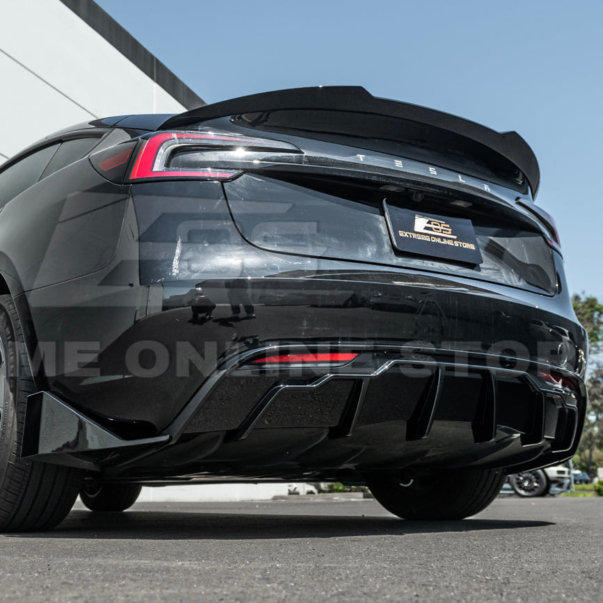 2024-Up Tesla Model 3 Track Style Rear Bumper Diffuser Lip image 9