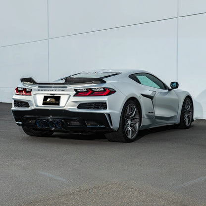 Corvette C8 Z06 DRY CARBON FIBER 1.5" Extended Rear Wing Wickerbill Winglets image 7
