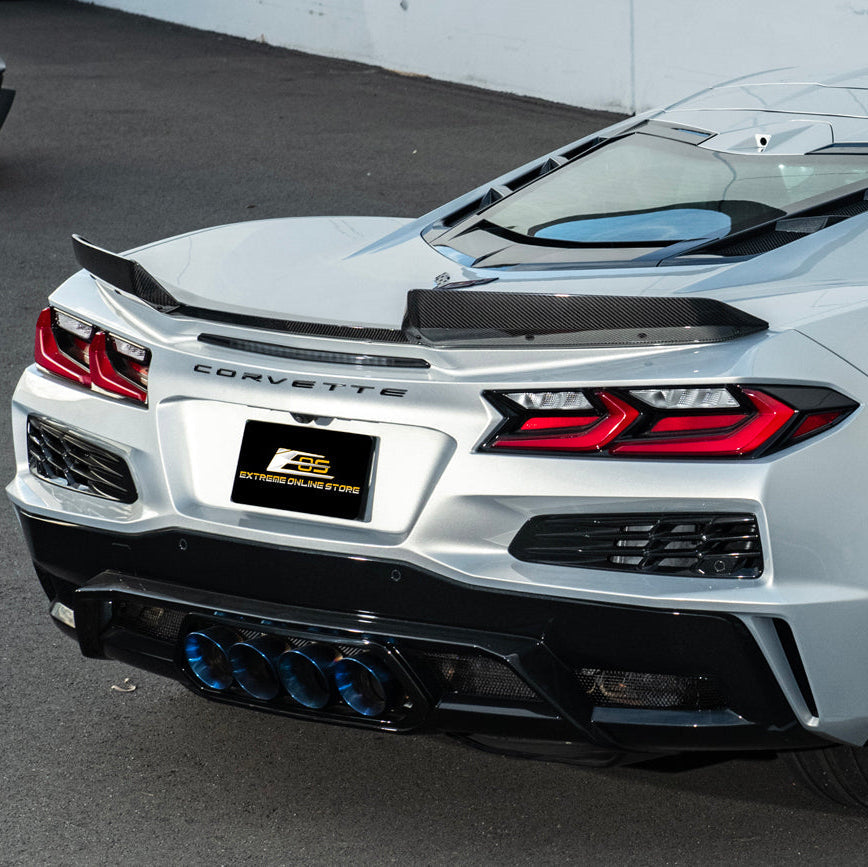 Corvette C8 Z06 DRY CARBON FIBER 1.5" Extended Rear Wing Wickerbill Winglets image 8