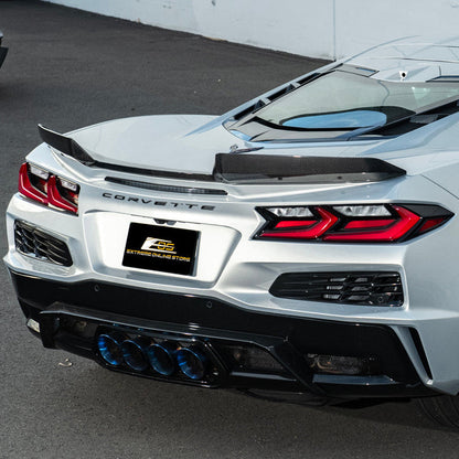 Corvette C8 Z06 DRY CARBON FIBER 1.5" Extended Rear Wing Wickerbill Winglets image 8