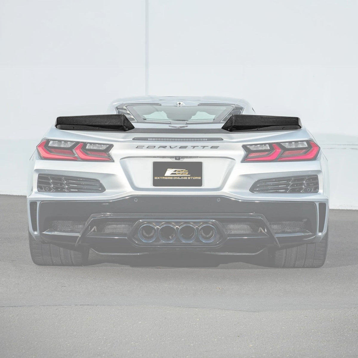 Corvette C8 Z06 DRY CARBON FIBER 1.5" Extended Rear Wing Wickerbill Winglets image 3