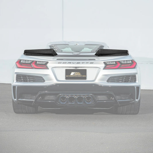 Corvette C8 Z06 DRY CARBON FIBER 1.5" Extended Rear Wing Wickerbill Winglets image 1