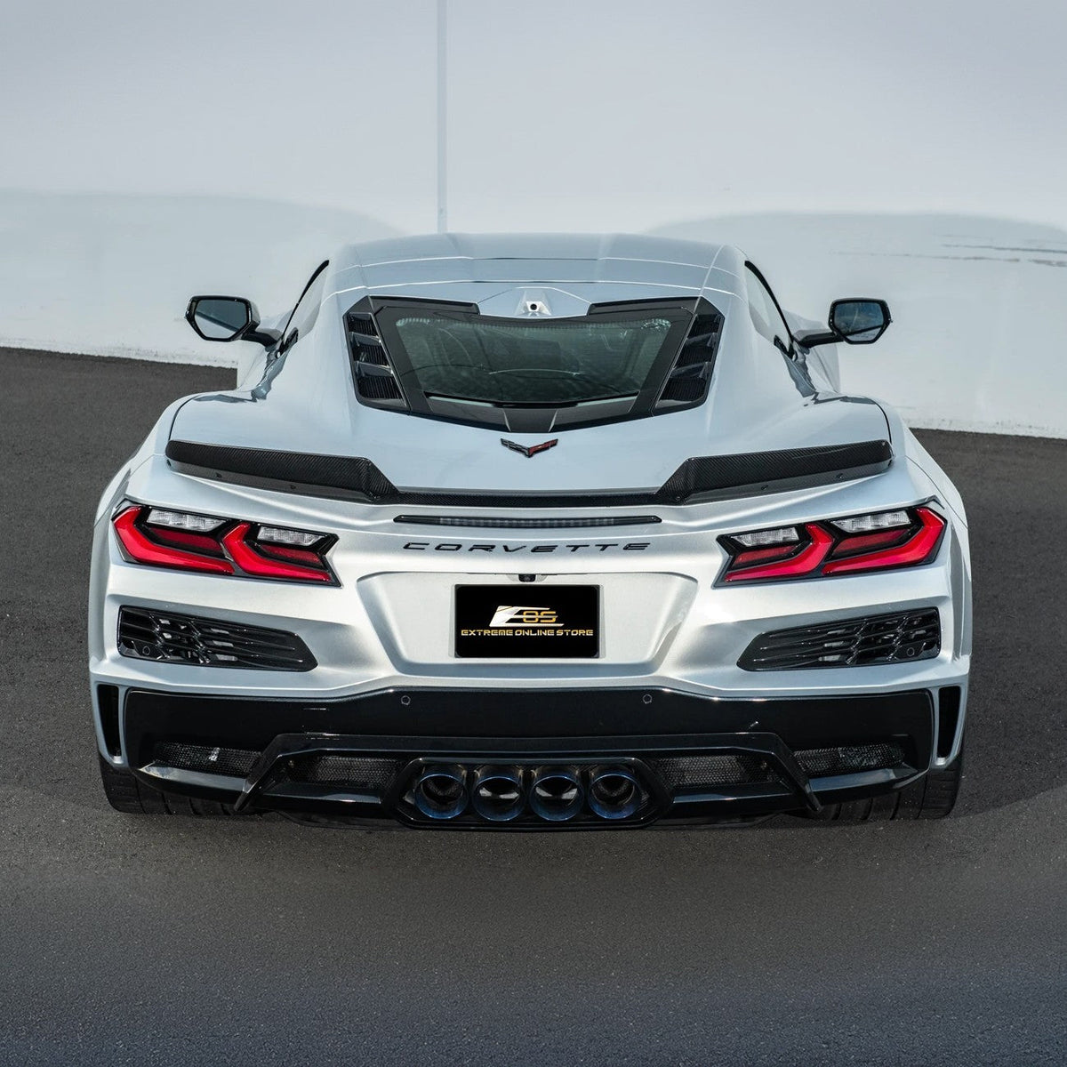 Corvette C8 Z06 DRY CARBON FIBER 1.5" Extended Rear Wing Wickerbill Winglets image 6