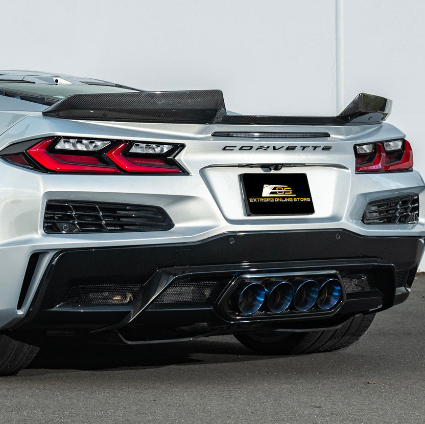 Corvette C8 Z06 DRY CARBON FIBER 1.5" Extended Rear Wing Wickerbill Winglets image 5