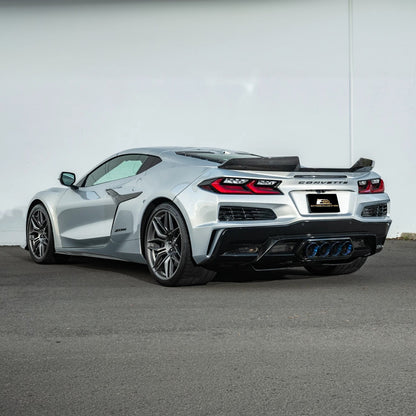Corvette C8 Z06 DRY CARBON FIBER 1.5" Extended Rear Wing Wickerbill Winglets image 4