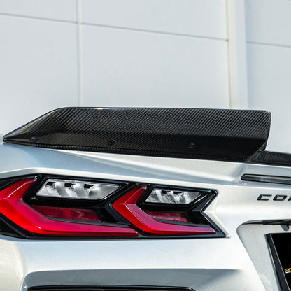 Corvette C8 Z06 DRY CARBON FIBER 1.5" Extended Rear Wing Wickerbill Winglets image 12