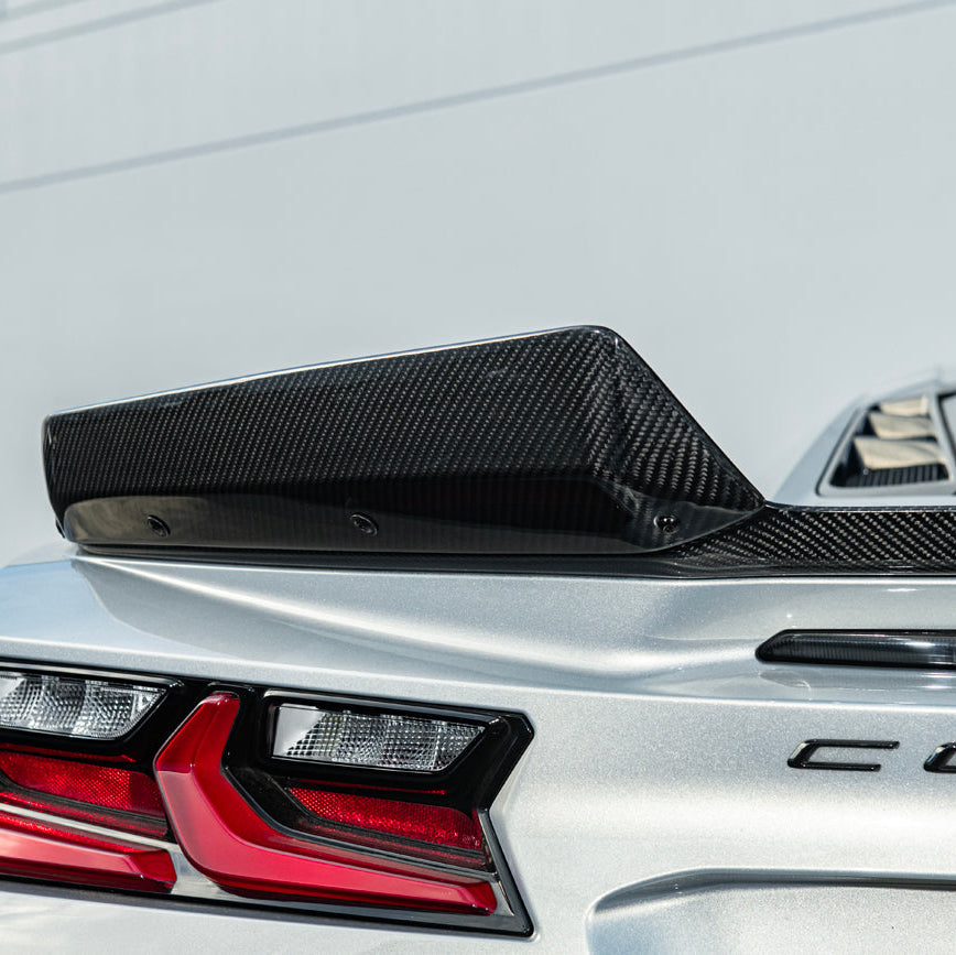 Corvette C8 Z06 DRY CARBON FIBER 1.5" Extended Rear Wing Wickerbill Winglets image 13