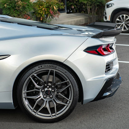 Corvette C8 Z06 DRY CARBON FIBER 1.5" Extended Rear Wing Wickerbill Winglets image 10