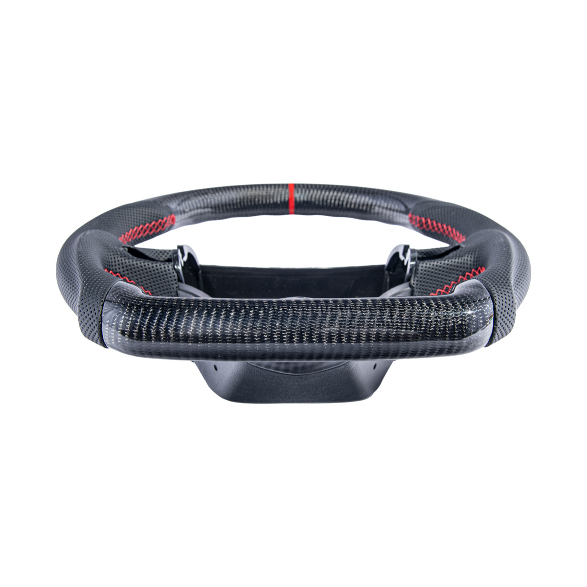 2006-13 Corvette C6 CARBON FIBER Perforated Leather Red Stripe Steering Wheel image 43