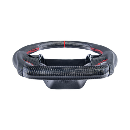 2006-13 Corvette C6 CARBON FIBER Perforated Leather Red Stripe Steering Wheel image 43