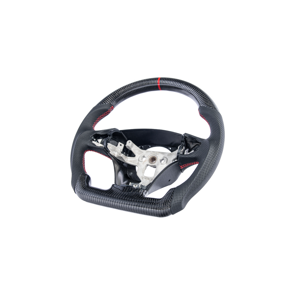 2006-13 Corvette C6 CARBON FIBER Perforated Leather Red Stripe Steering Wheel image 41