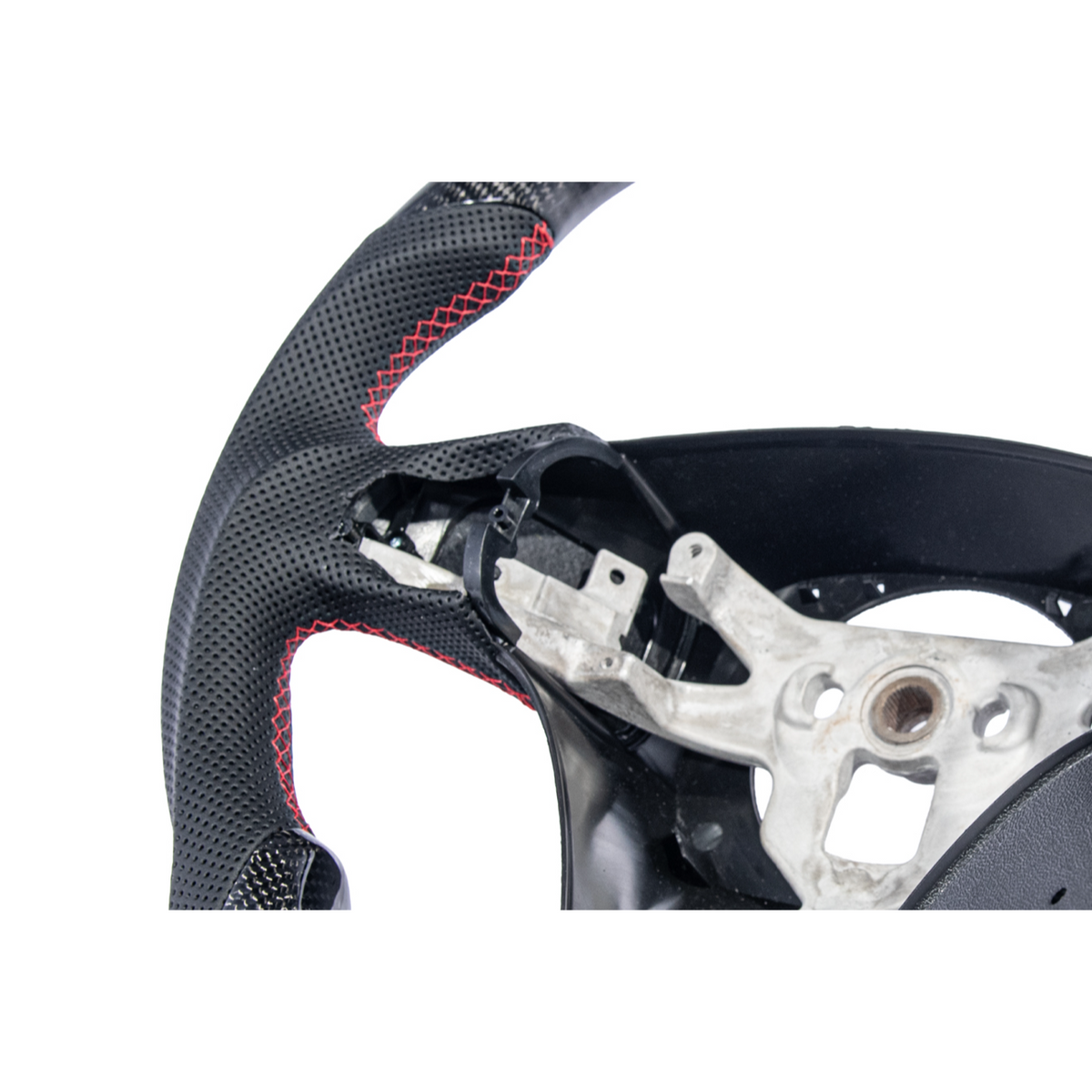 2006-13 Corvette C6 CARBON FIBER Perforated Leather Red Stripe Steering Wheel image 45