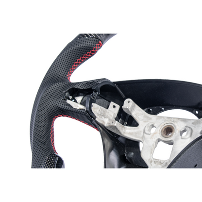 2006-13 Corvette C6 CARBON FIBER Perforated Leather Red Stripe Steering Wheel image 45