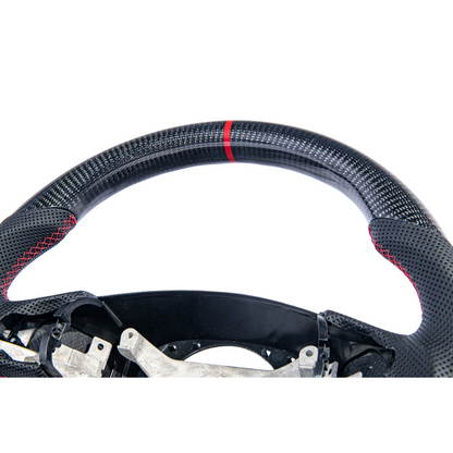 2006-13 Corvette C6 CARBON FIBER Perforated Leather Red Stripe Steering Wheel image 47