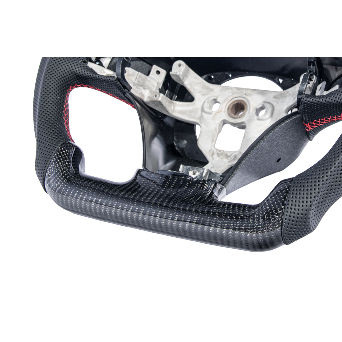 2006-13 Corvette C6 CARBON FIBER Perforated Leather Red Stripe Steering Wheel image 46