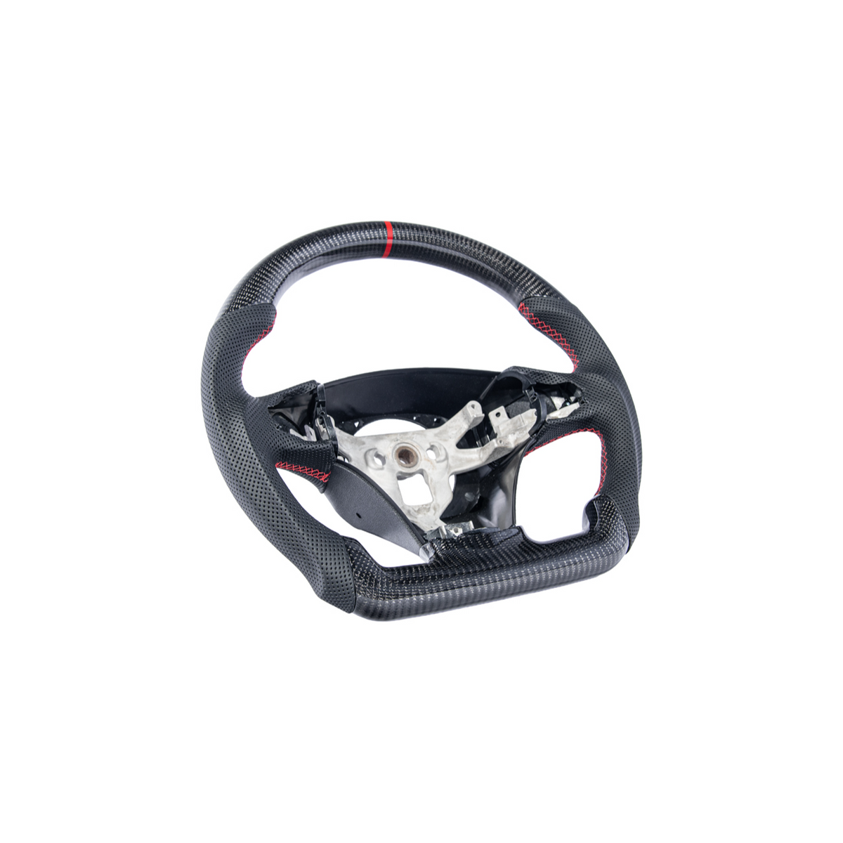 2006-13 Corvette C6 CARBON FIBER Perforated Leather Red Stripe Steering Wheel image 40