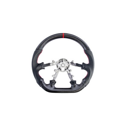 1997-04 Corvette C5 Carbon Fiber Steering Wheel Black Perforated Leather Red Center Stripe image 1
