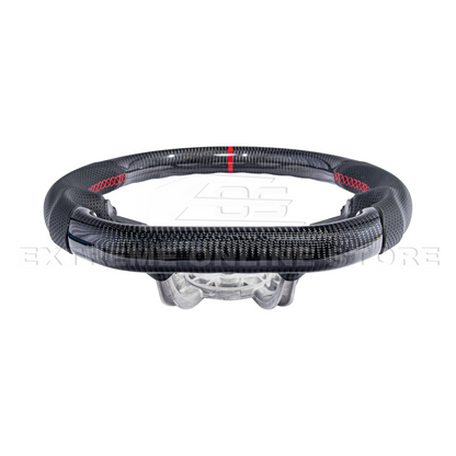 1997-04 Corvette C5 Carbon Fiber Steering Wheel Black Perforated Leather Red Center Stripe image 6