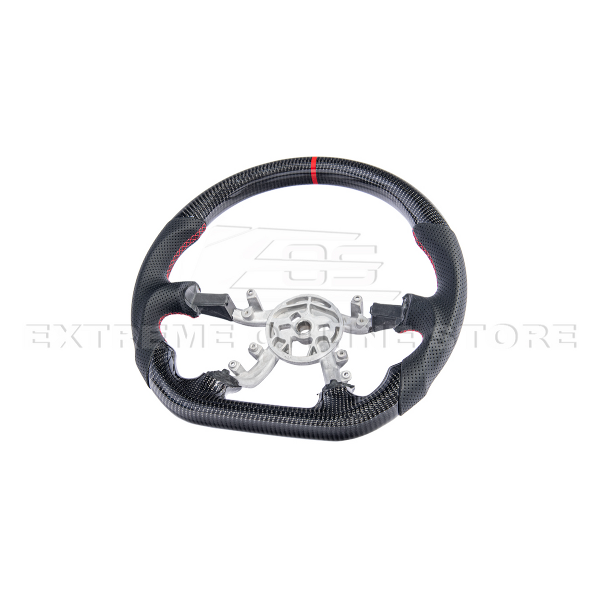 1997-04 Corvette C5 Carbon Fiber Steering Wheel Black Perforated Leather Red Center Stripe image 5
