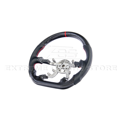 1997-04 Corvette C5 Carbon Fiber Steering Wheel Black Perforated Leather Red Center Stripe image 3